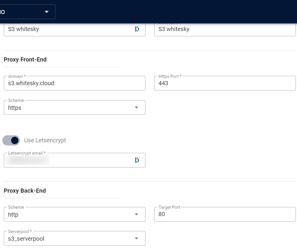 Reverse proxy settings